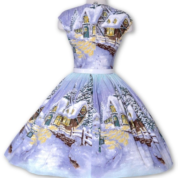 Veronique Pin Up Dress Winter Wonderland Print - Picture 3 of 3
